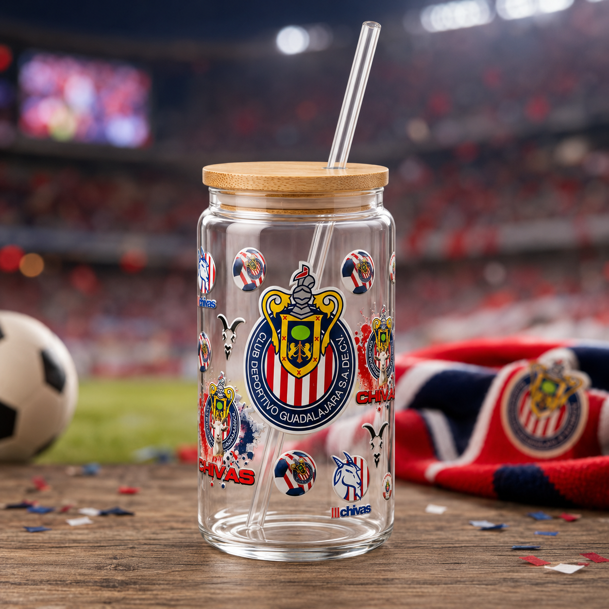 Chivas Fan 16 oz Tumbler with Bamboo Lid and Glass Straw